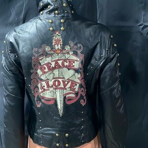 Wilsons Leather “Peace, Love” Biker Jacket